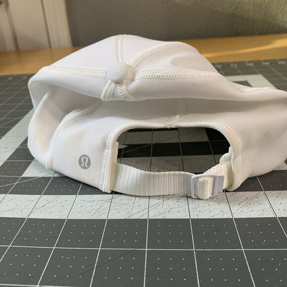 Lululemon Fast Free Run Running Athletic Hat Cap White Reflective Logo *STAINS - Picture 7 of 13